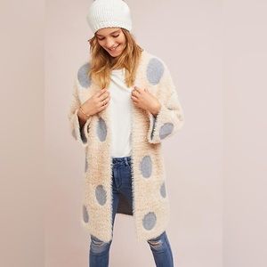 Anthropologie Fuzzy Polka Dot Reversible Duster